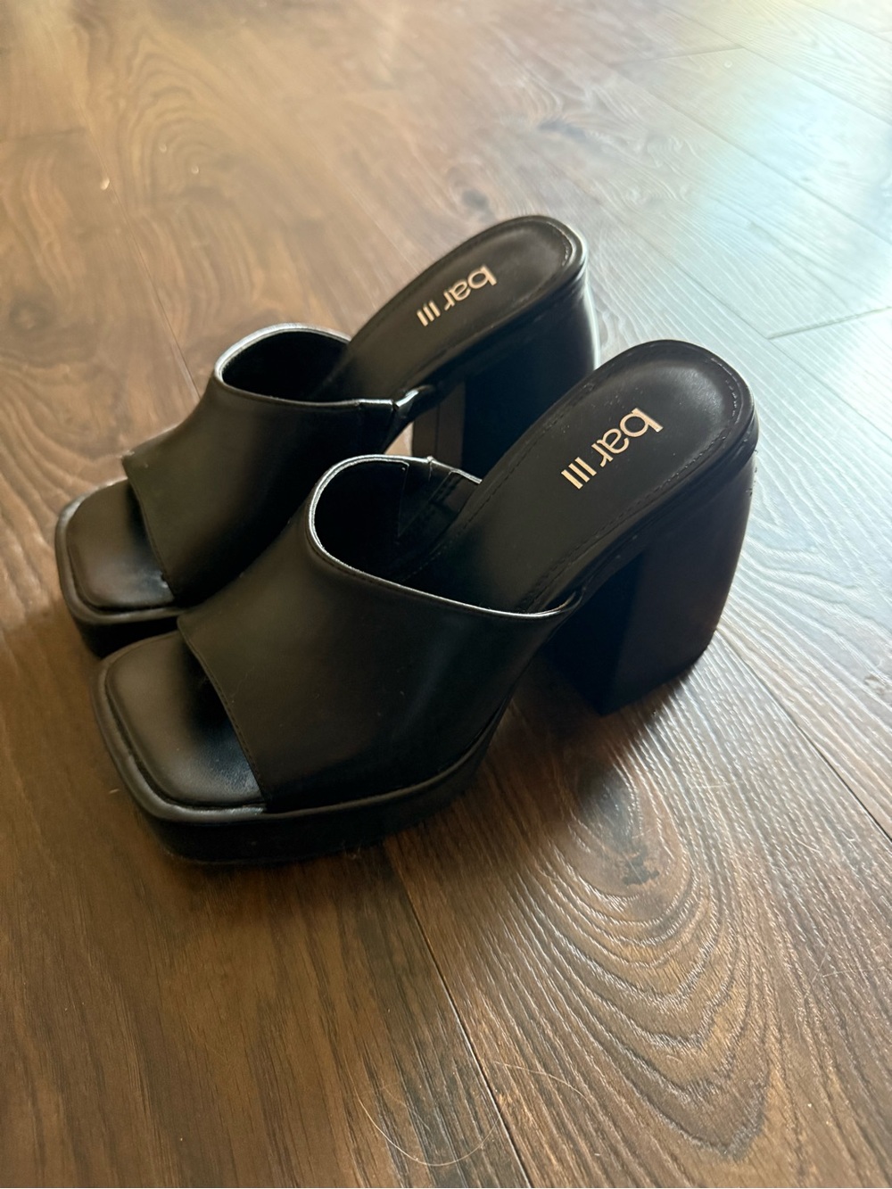Bar III Black Platform Slide Heels